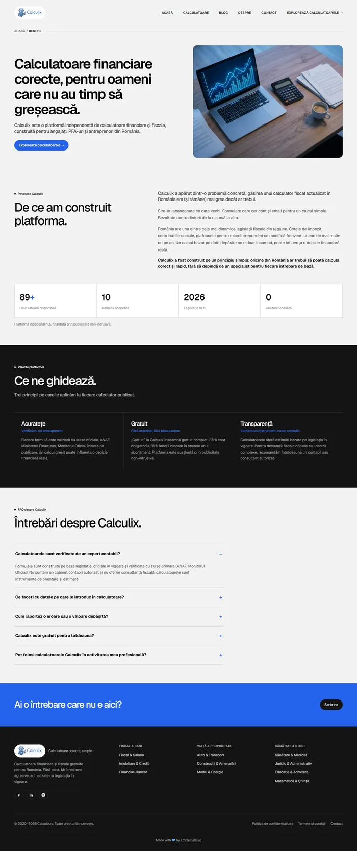 Pagina Despre: cum sunt construite și verificate calculatoarele
