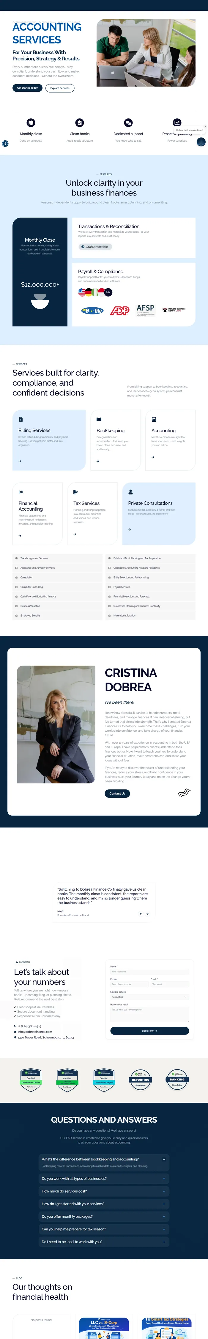 Full screenshot of the dobreafinance.com website