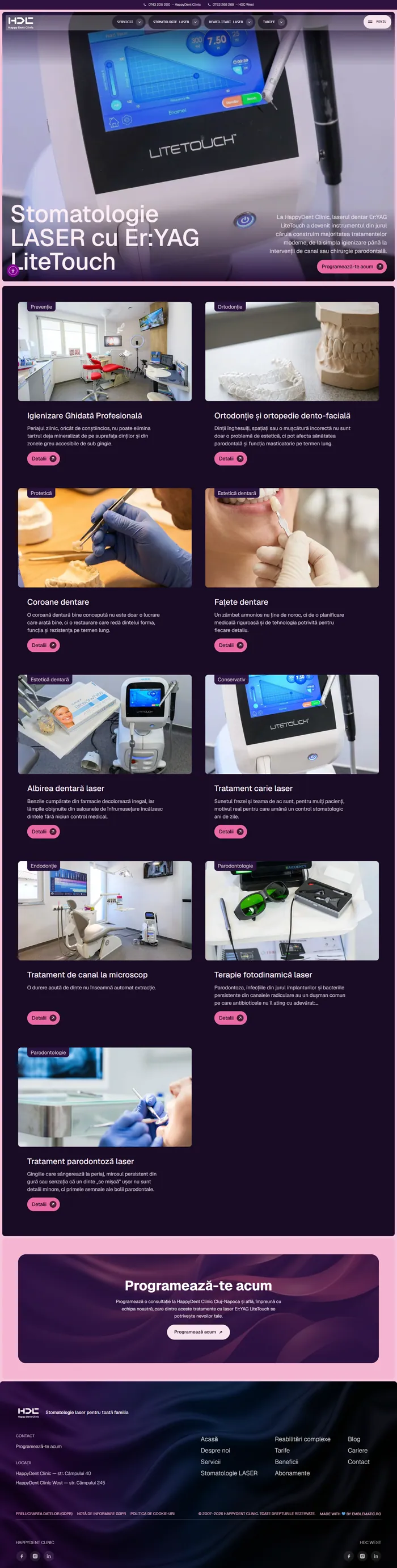 Pagina de stomatologie laser, specialitatea clinicii