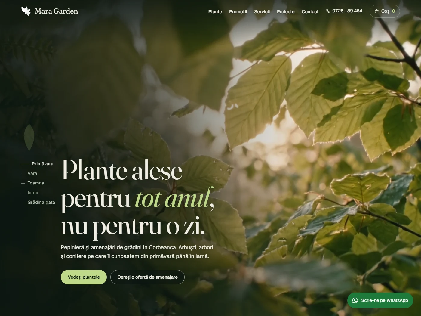 Captură completă a paginii principale mara-garden.ro