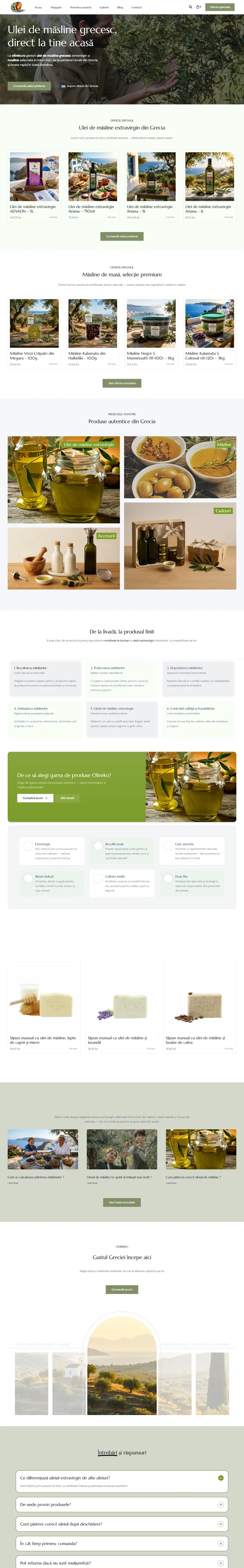 Full screenshot of the olireko.ro website