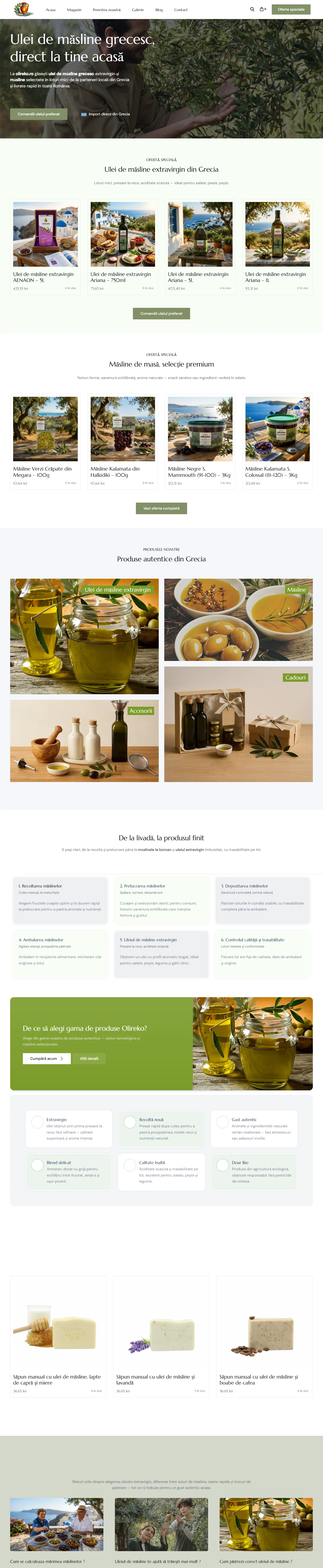 Full screenshot of the olireko.ro home page