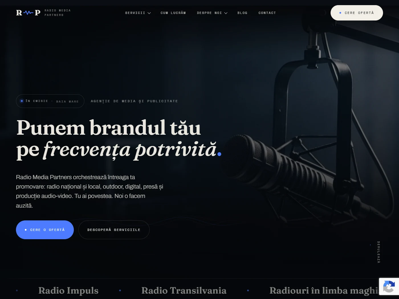 Captură completă a paginii principale radiomediapartners.ro