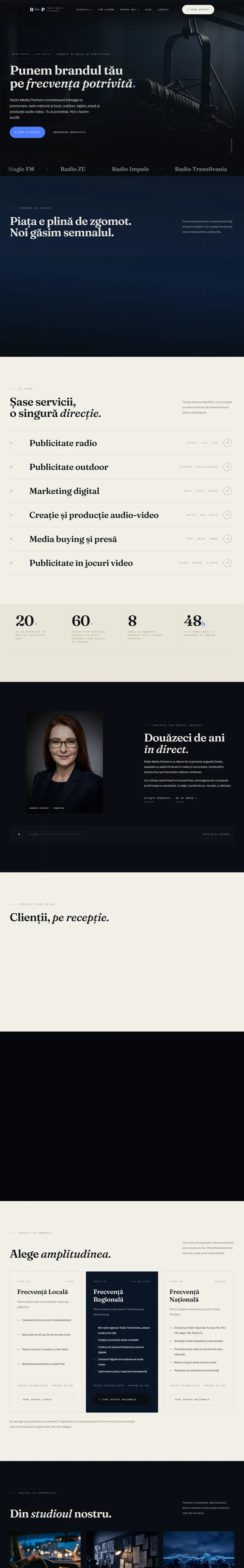 Full screenshot of the radiomediapartners.ro website