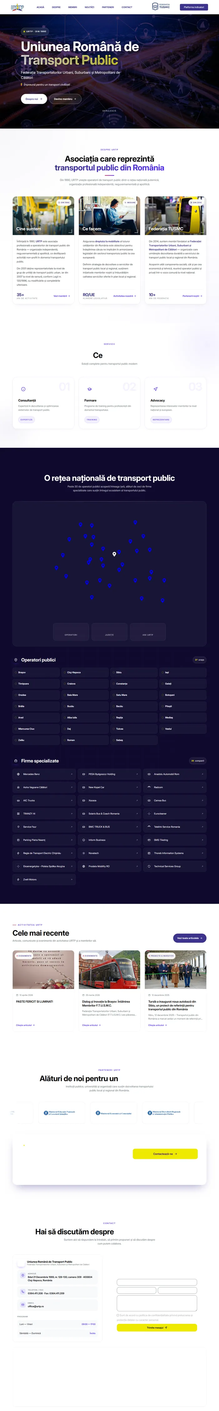 Full screenshot of the urtp.ro website