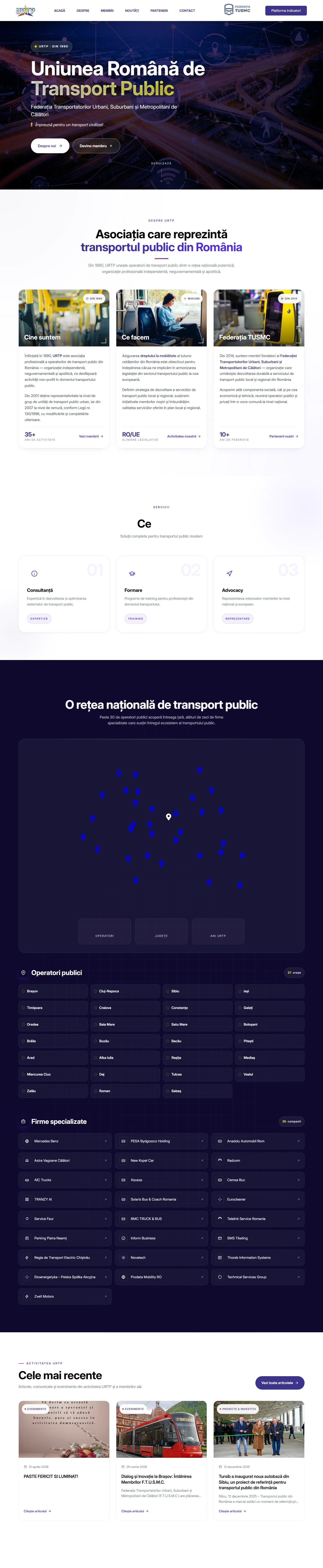 Full screenshot of the urtp.ro home page