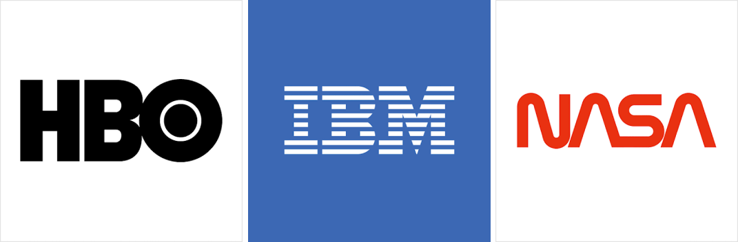 Exemple de monogramă: HBO, IBM, NASA