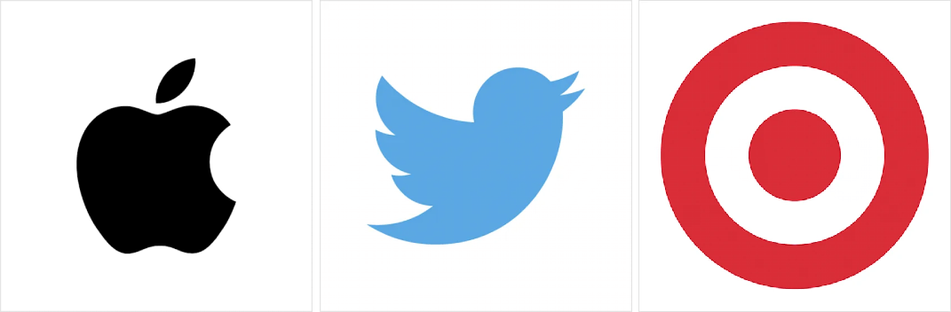 Exemple de logo pictorial: Apple, Twitter, Target