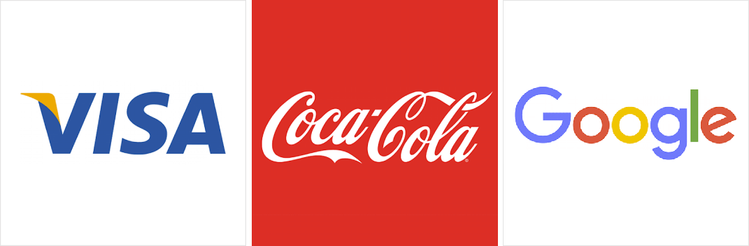Exemple de wordmark: VISA, Coca-Cola, Google